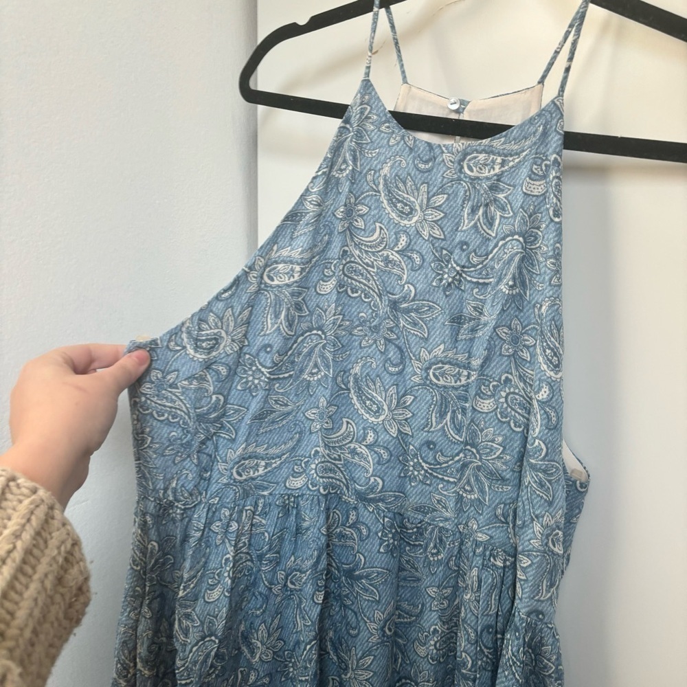Blue Paisley High Neck Dress - Picture 3 of 7